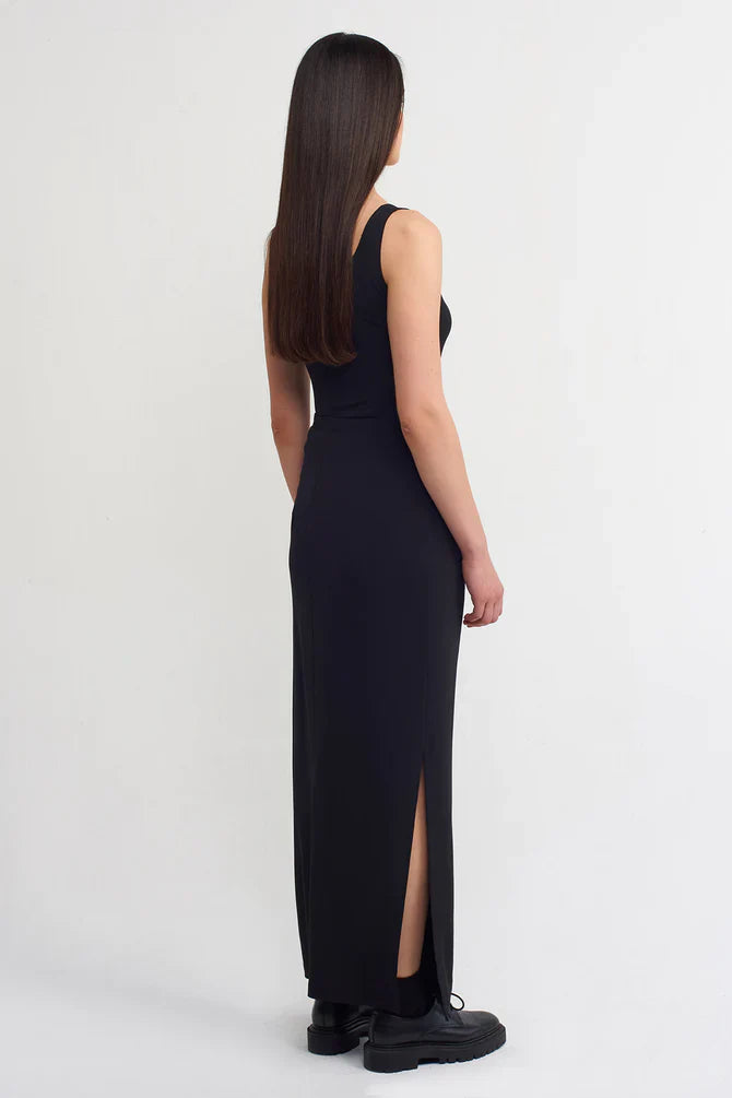 NU Side Slits Detail Maxi Skirt Black
