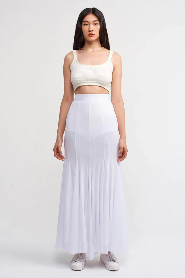 NU Solid Tulle Mermaid Skirt Off White
