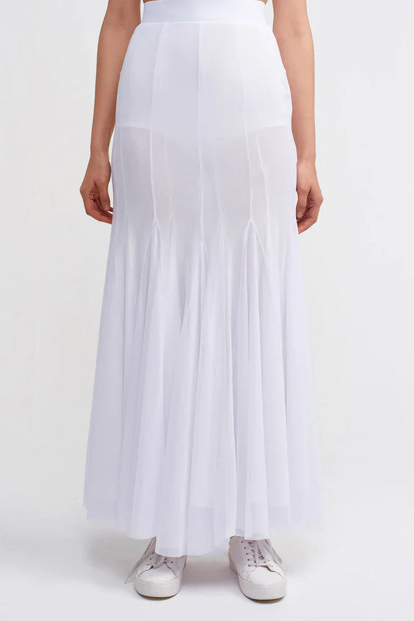 NU Solid Tulle Mermaid Skirt Off White