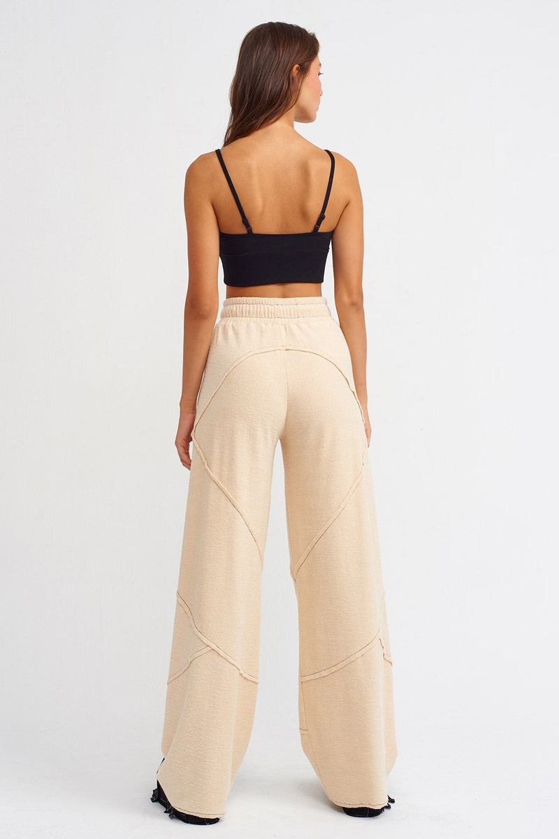 NU Drawstring Trousers With Contrast Stitched Detail Natural