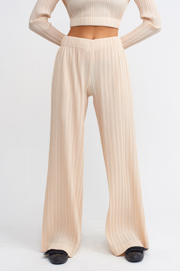 NU Solid Pleated Trousers Natural