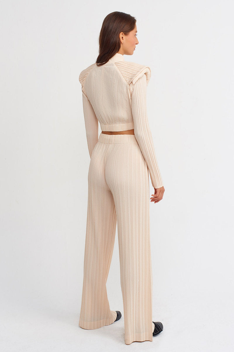 NU Solid Pleated Trousers Natural