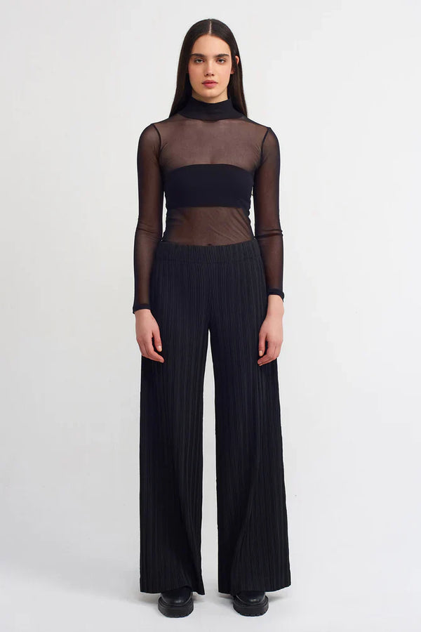 NU Solid Pleated Trousers Black