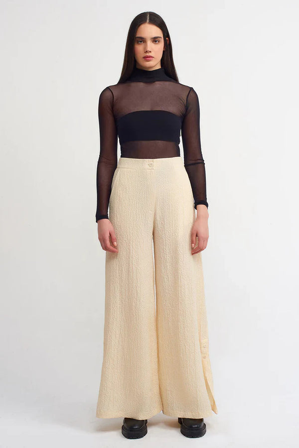 NU Textured Wide Leg Trousers Natural