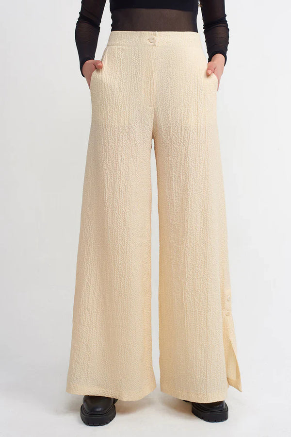 NU Textured Wide Leg Trousers Natural