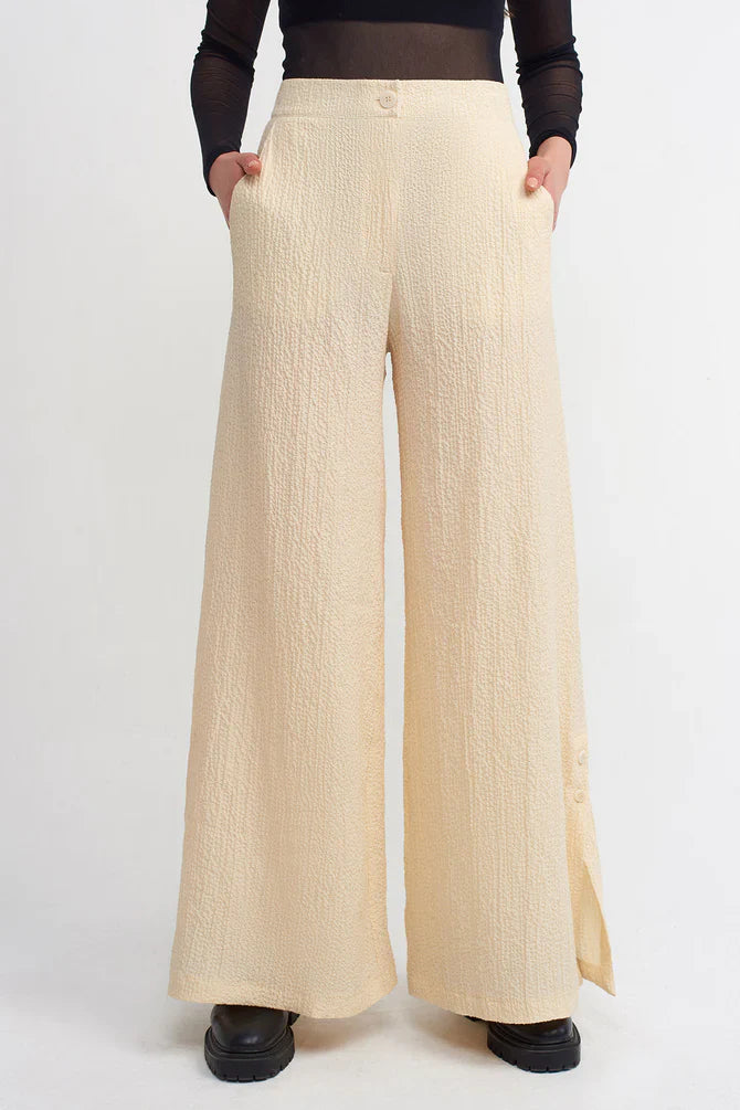 NU Textured Wide Leg Trousers Natural