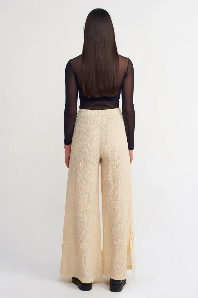 NU Textured Wide Leg Trousers Natural