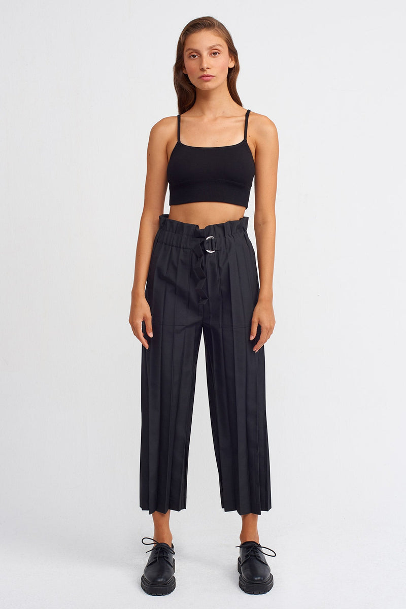NU Accordion Pleated Trousers Black