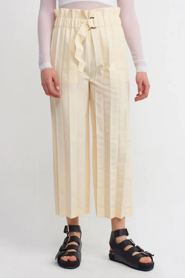 NU Accordion Pleated Trousers Natural