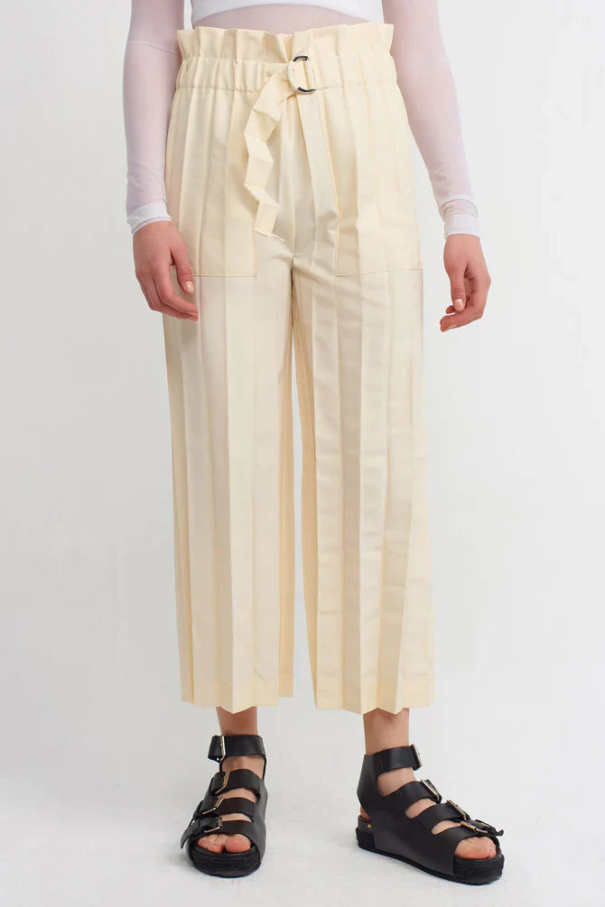 NU Accordion Pleated Trousers Natural