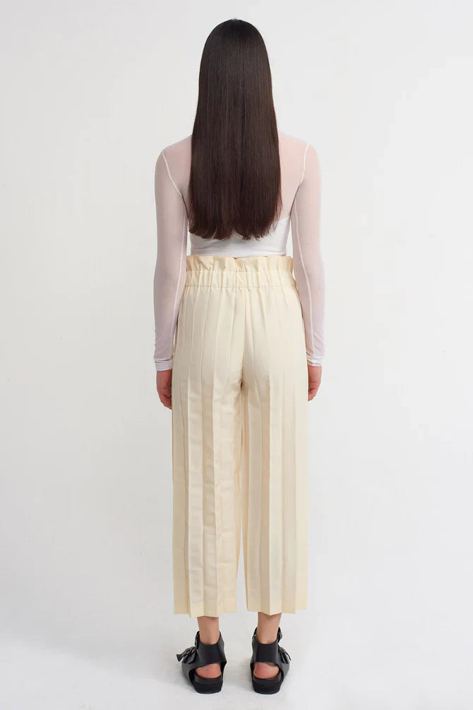 NU Accordion Pleated Trousers Natural