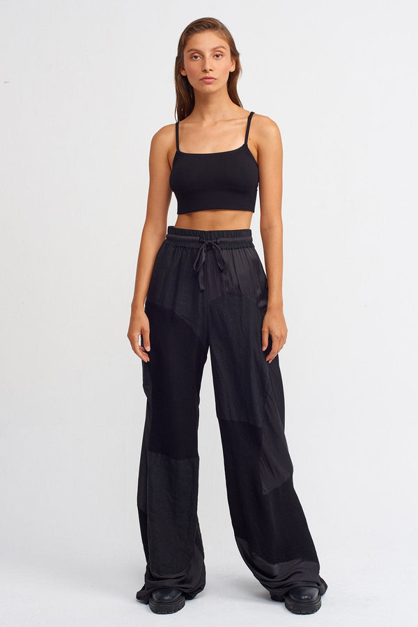 NU Loose Trousers With Drawstring Detail Black