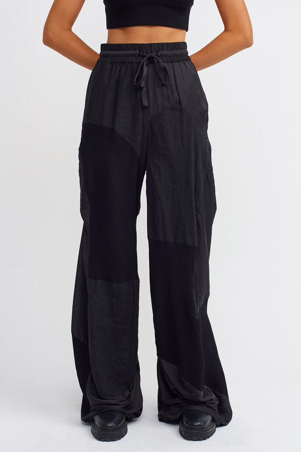 NU Loose Trousers With Drawstring Detail Black