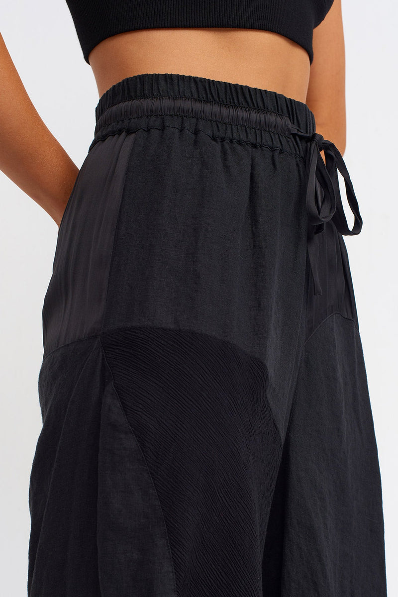 NU Loose Trousers With Drawstring Detail Black