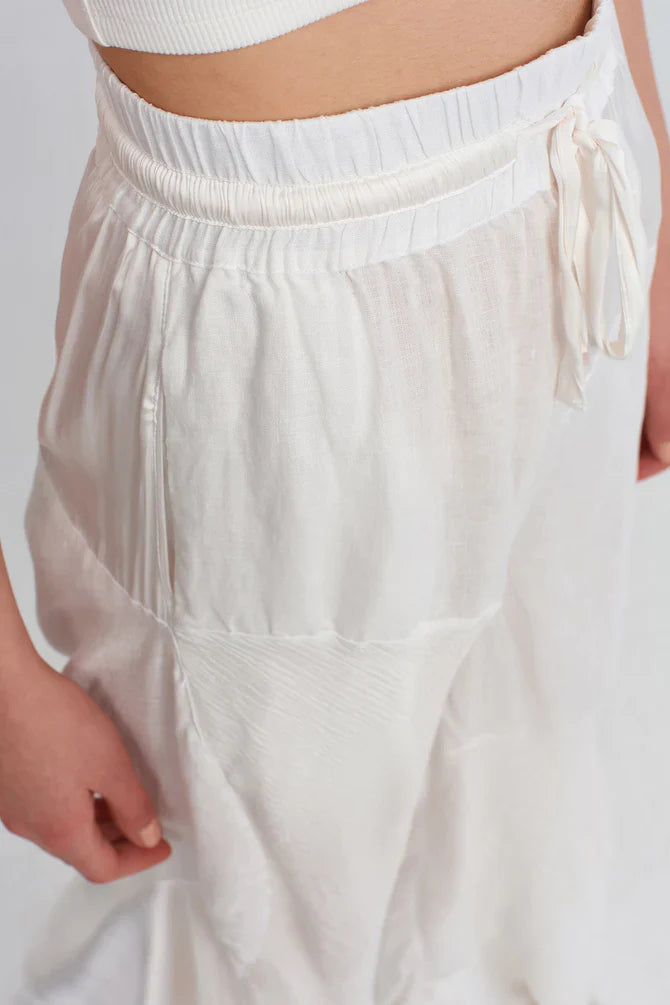 NU Loose Trousers With Drawstring Detail Off White