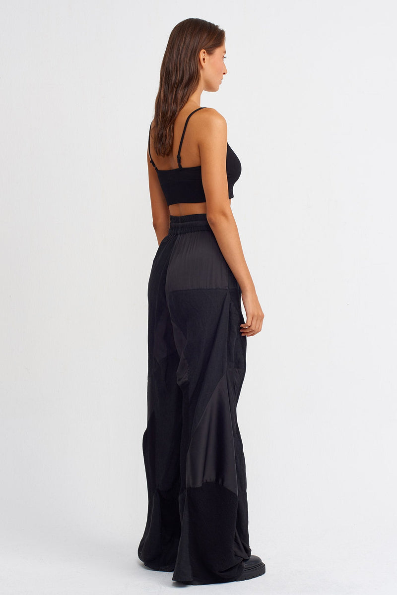 NU Loose Trousers With Drawstring Detail Black