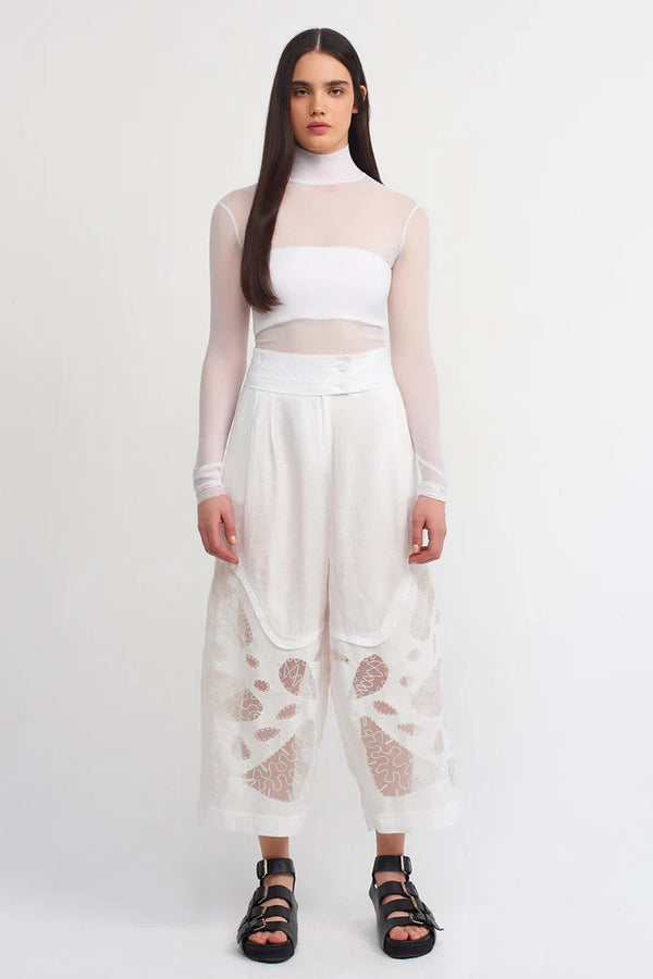 NU Transparent Detail Trousers Off White