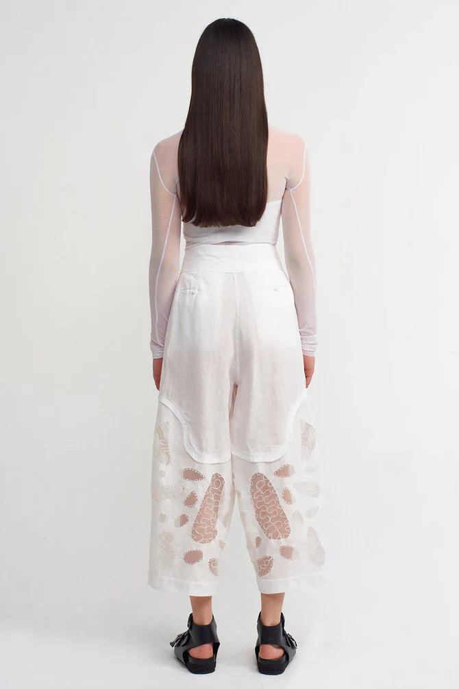 NU Transparent Detail Trousers Off White