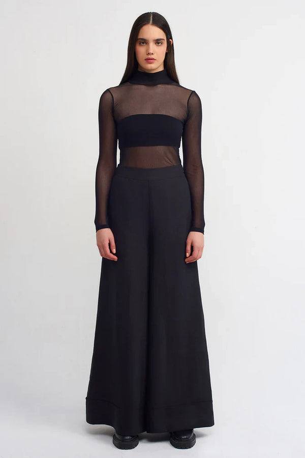 NU High Waist Wide Leg Trousers Black