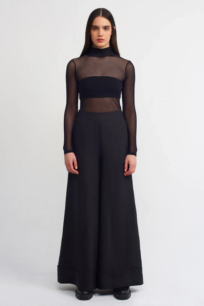 NU High Waist Wide Leg Trousers Black