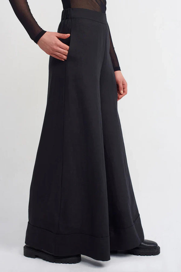 NU High Waist Wide Leg Trousers Black