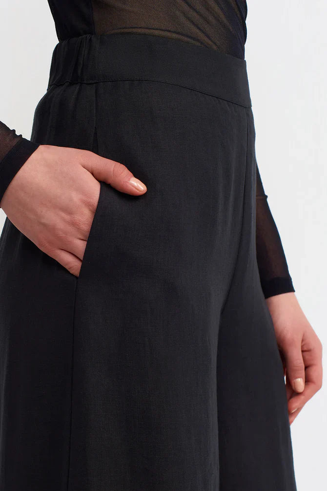 NU High Waist Wide Leg Trousers Black