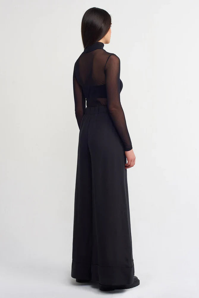 NU High Waist Wide Leg Trousers Black