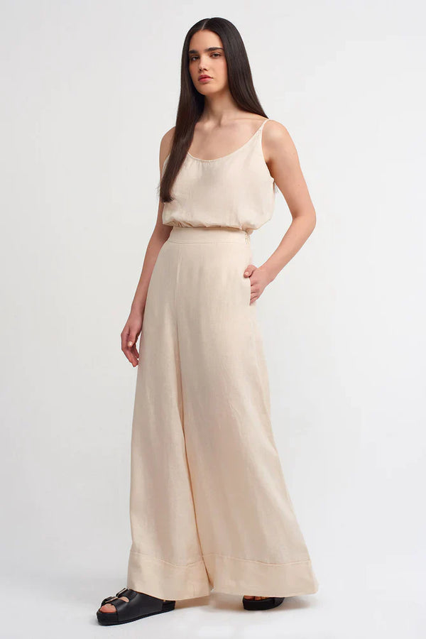 NU High Waist Wide Leg Trousers Natural