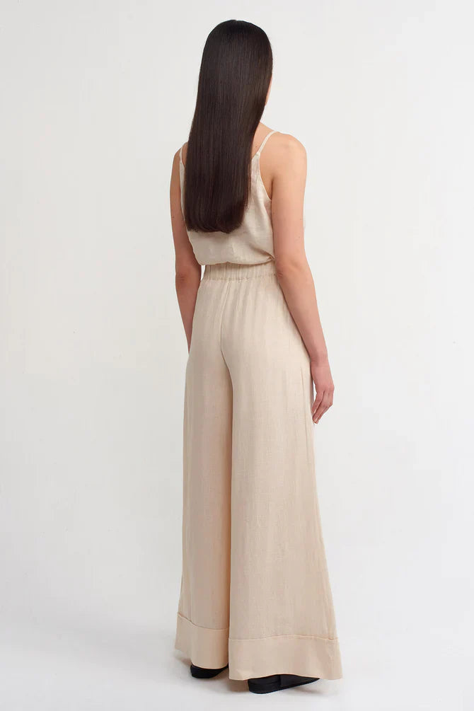 NU High Waist Wide Leg Trousers Natural