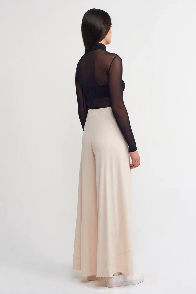 NU Wide Leg Trousers With Stitched Detail Natural