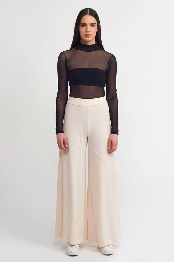 NU Wide Leg Trousers With Stitched Detail Natural