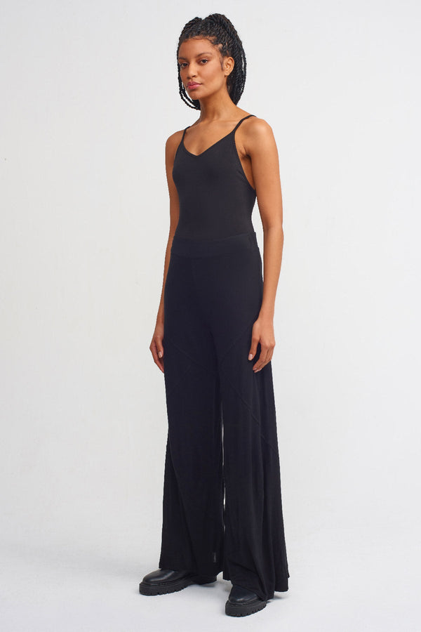 NU Solid Wide Leg Trousers Black