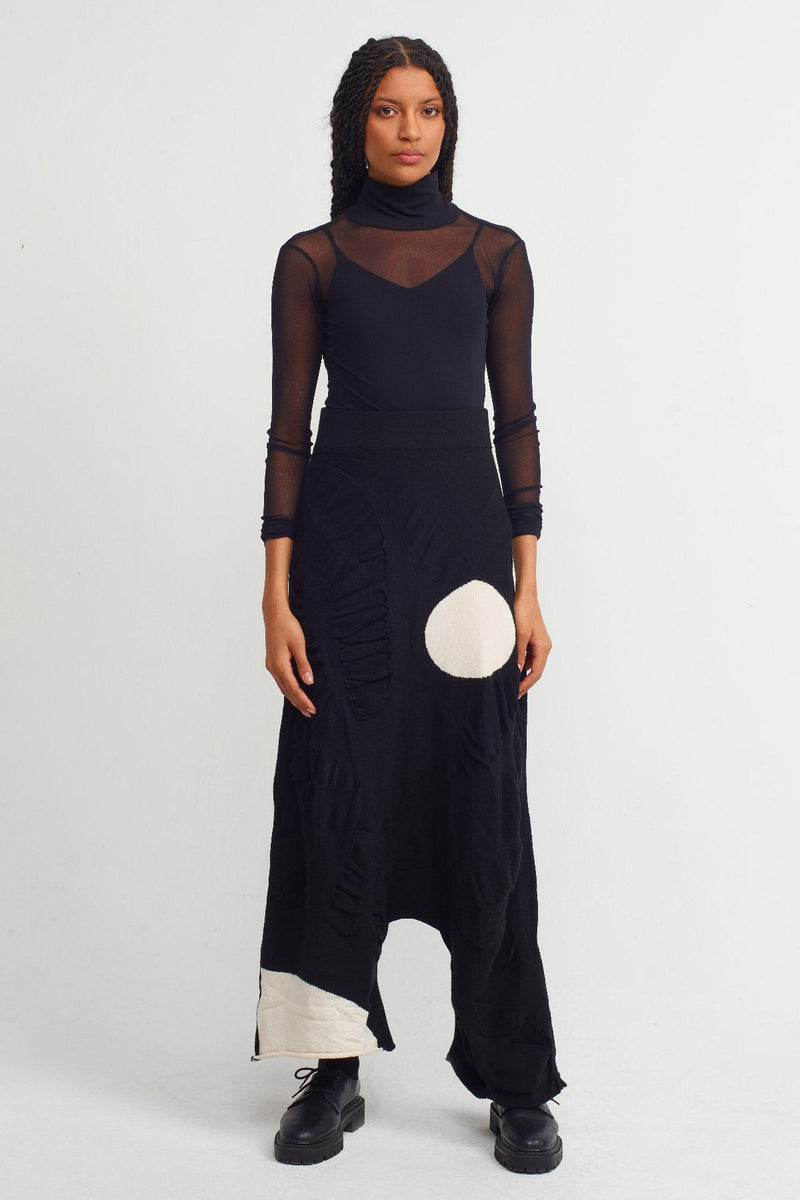 NU Two-Toned Harem Knit Trousers Natural/Black