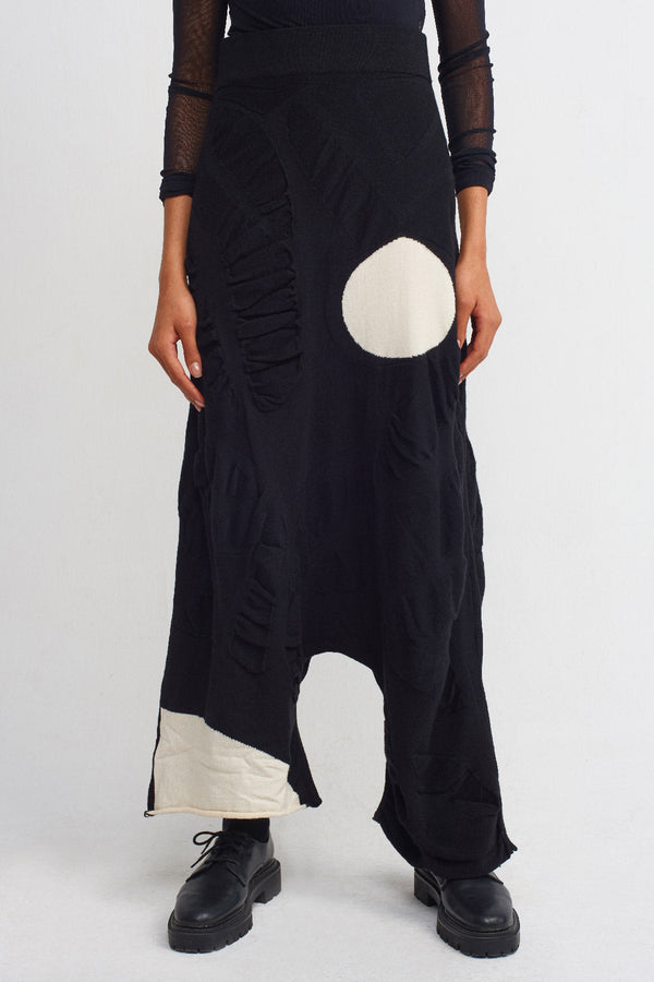 NU Two-Toned Harem Knit Trousers Natural/Black