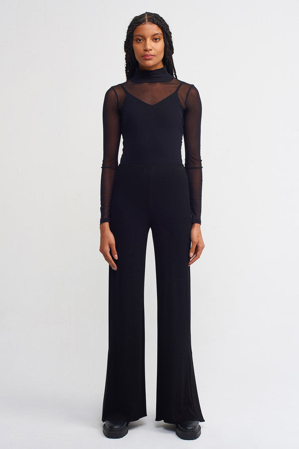 NU Elasticated Waist Ribbed Trousers Black