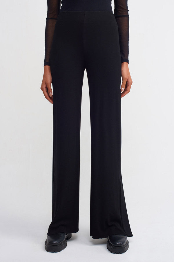 NU Elasticated Waist Ribbed Trousers Black