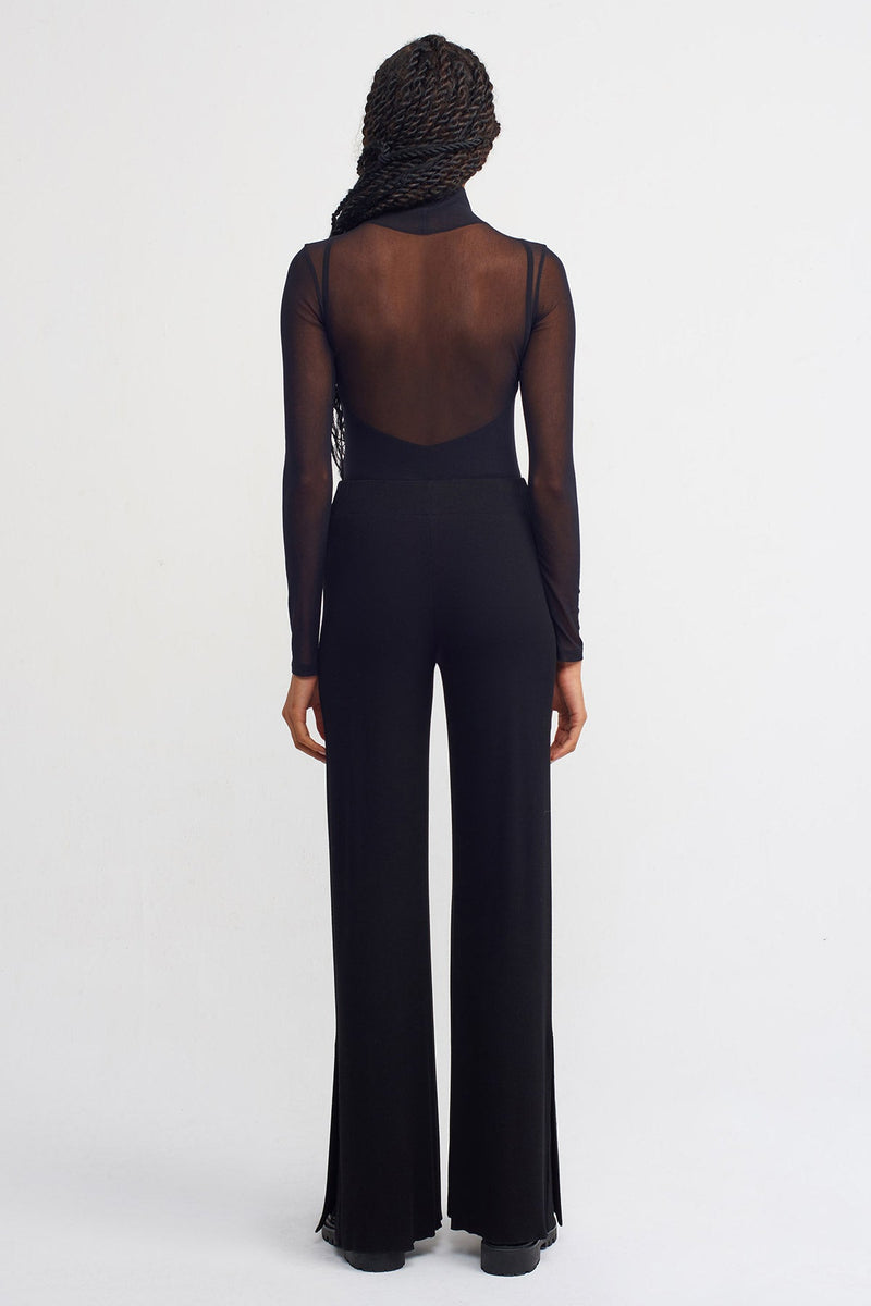 NU Elasticated Waist Ribbed Trousers Black