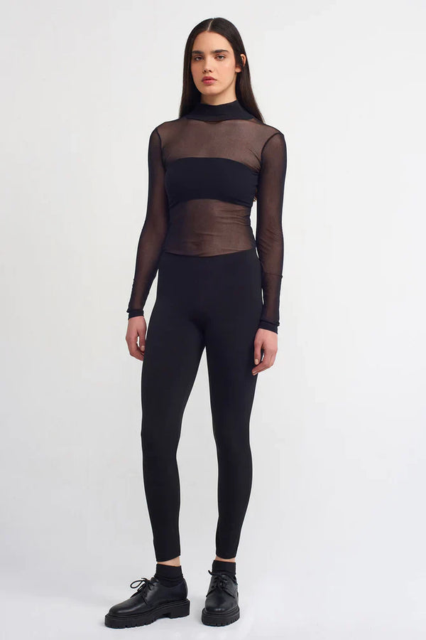 NU Elasticated Waist Solid Leggings Black