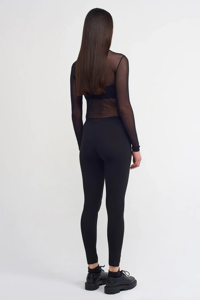 NU Elasticated Waist Solid Leggings Black
