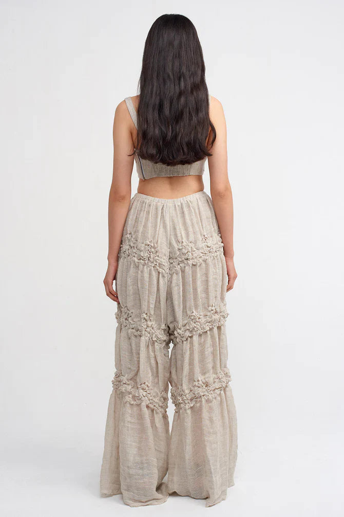 NU Textured Wide Leg Trousers Light Grey