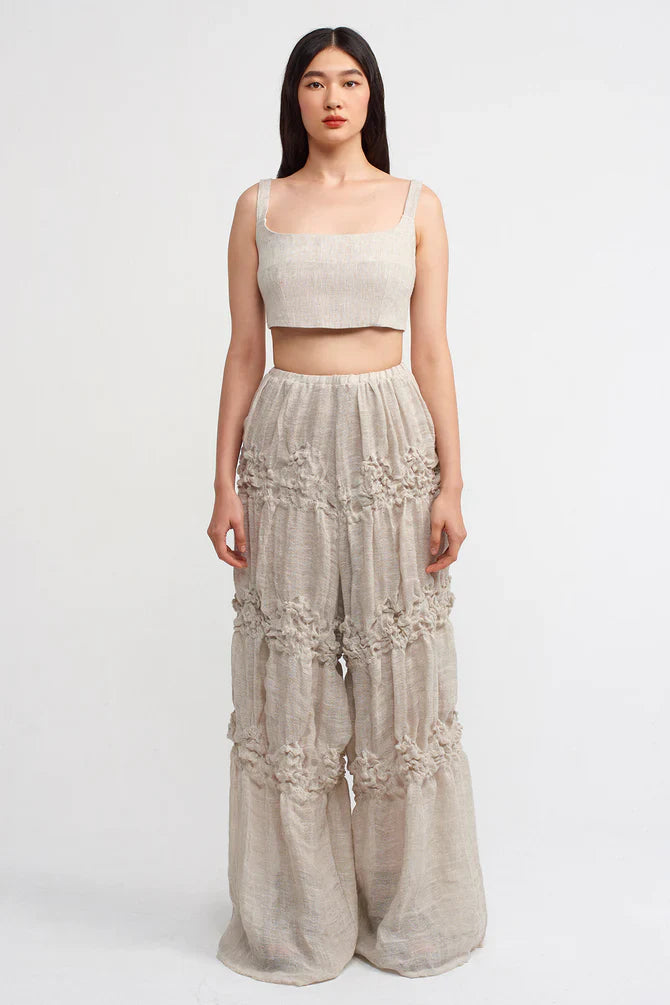 NU Textured Wide Leg Trousers Light Grey