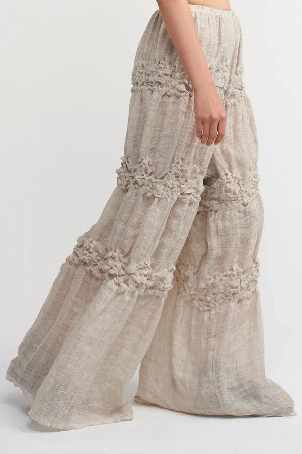 NU Textured Wide Leg Trousers Light Grey