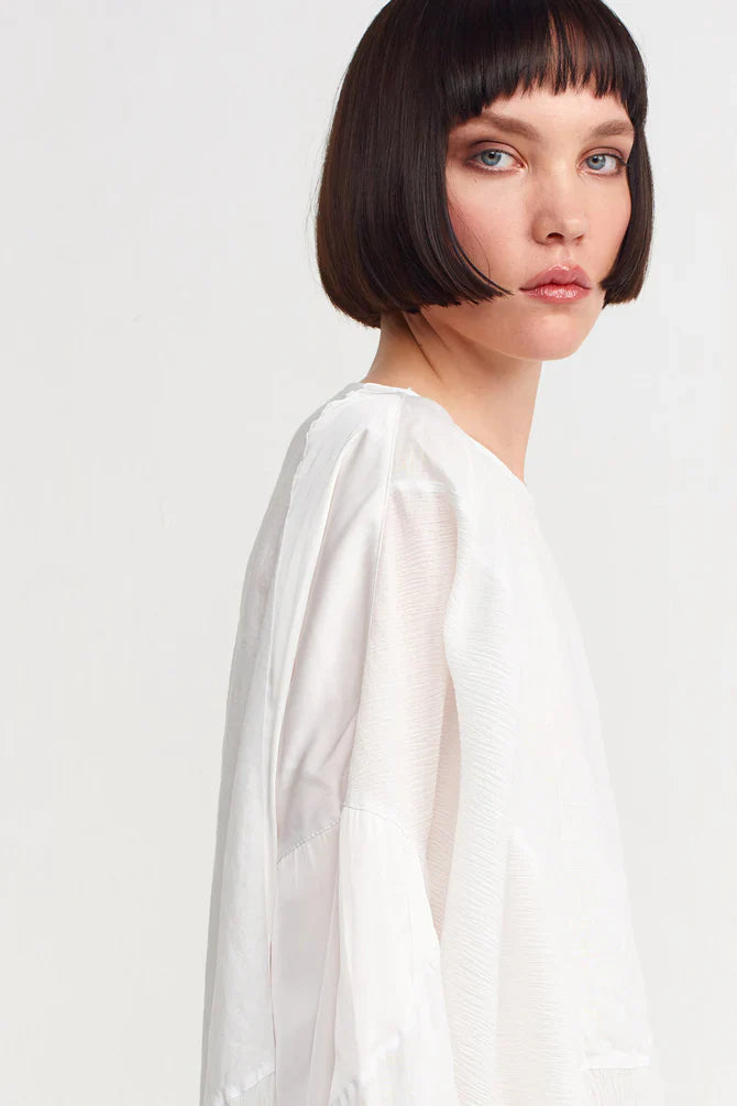 NU Pleated Detail Short Dress Off White