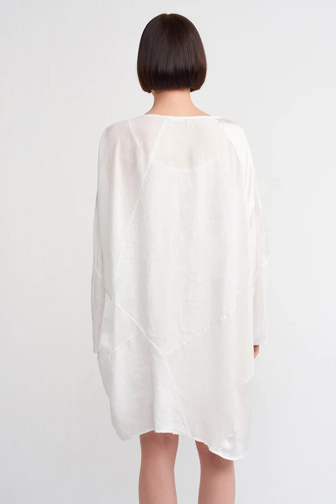 NU Pleated Detail Short Dress Off White