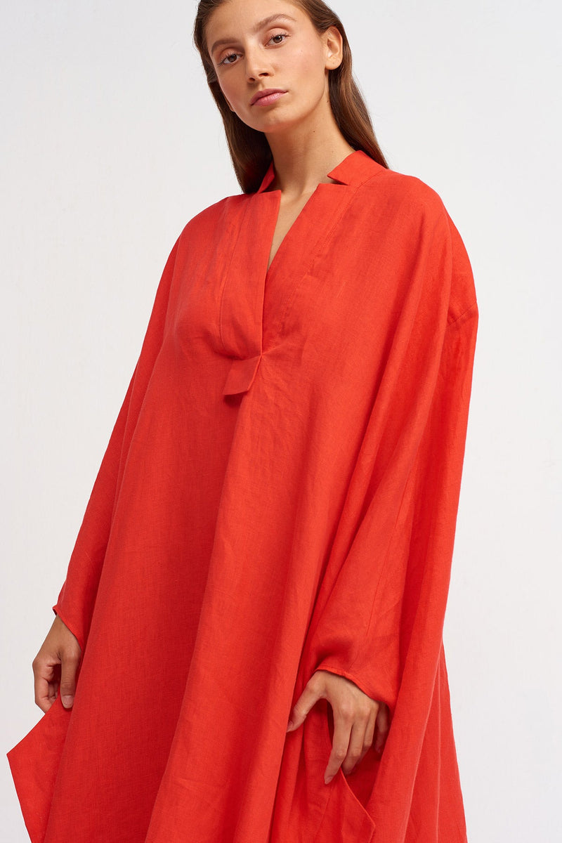 NU V-Neck Maxi Kaftan Dress Red