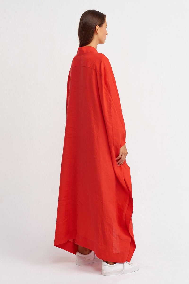 NU V-Neck Maxi Kaftan Dress Red