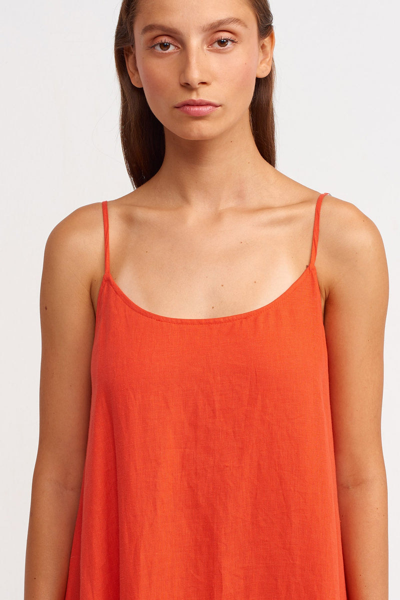 NU Solid Thin Strap Maxi Dress Orange
