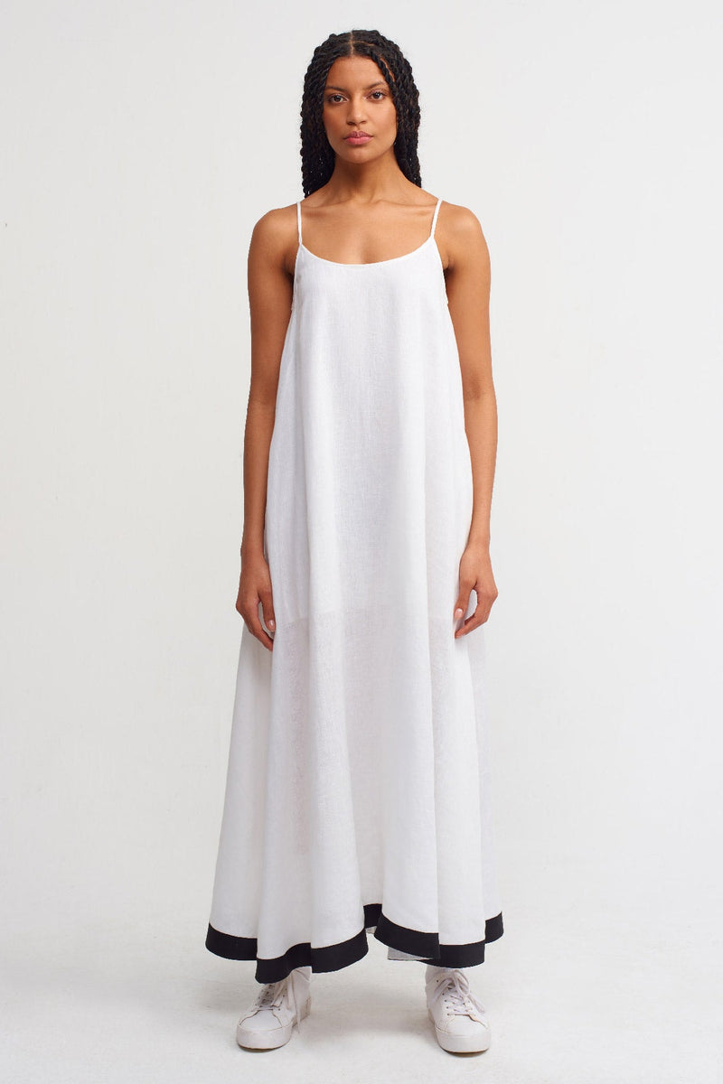 NU Thin Strap Maxi Dress Offwhite/Black