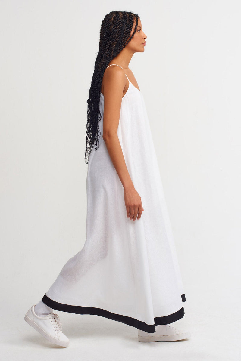 NU Thin Strap Maxi Dress Offwhite/Black