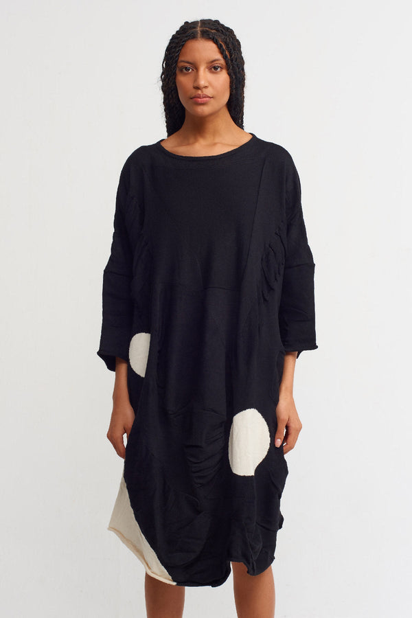 NU Two-Toned Knitted Dress Natural/Black